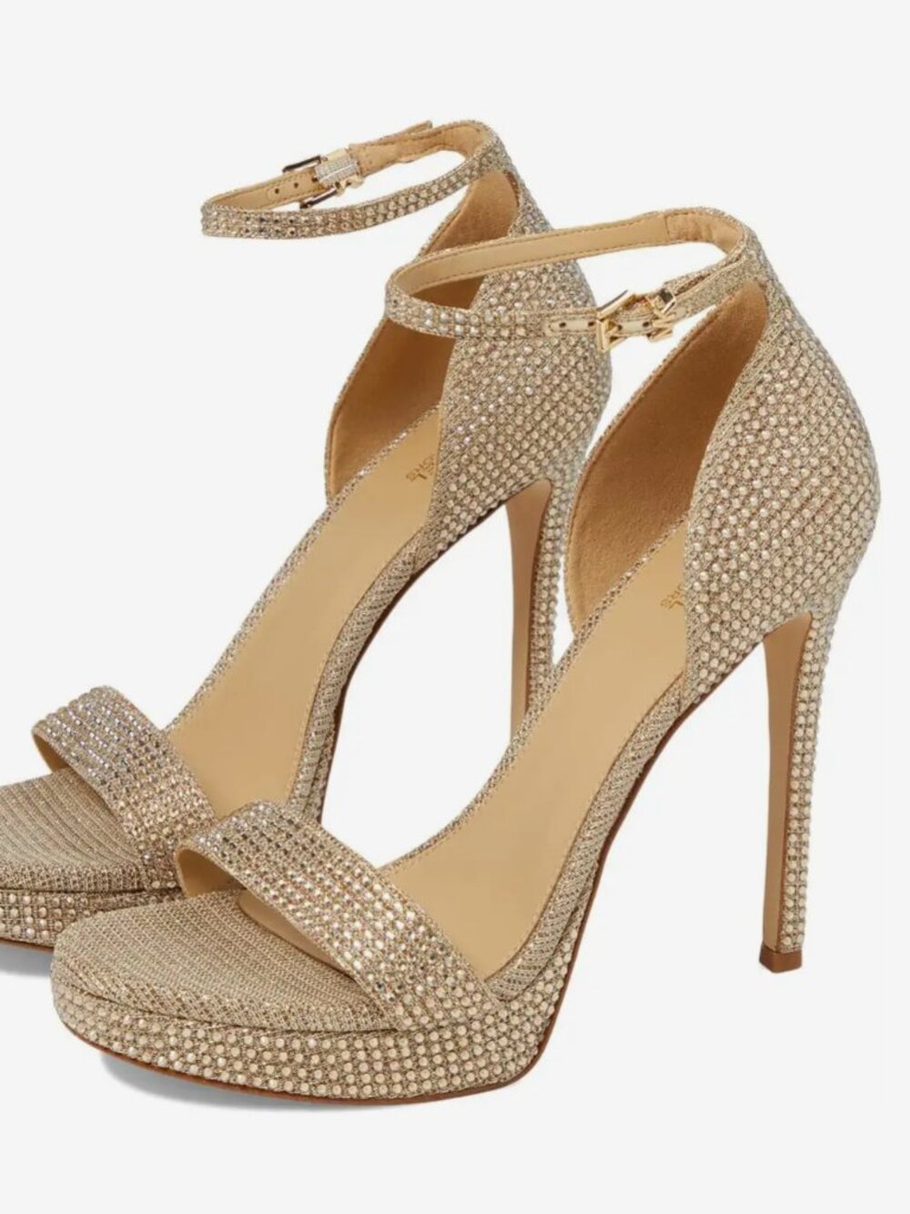 NIB Michael Kors Jordyn Platform sandals diamond gem pale gold size 8.5